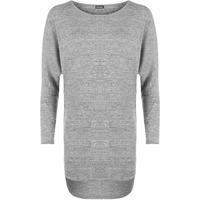 Milena Batwing Knitted Dip Hem Top - Grey