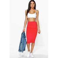 Midi Jersey Tube Skirt - red