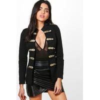 military button edge to edge jacket black