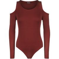 misato off shoulder bodysuit wine