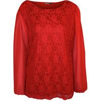 michelle lace chiffon sleeve top red