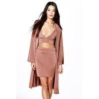 Mini Skirt Bralet & Drape Jacket Co-Ord Set - blush