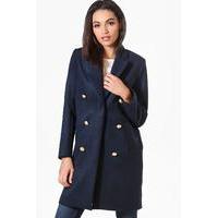 Military Double Breasted Coat - navy