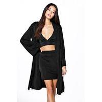 Mini Skirt Bralet & Drape Jacket Co-Ord Set - black