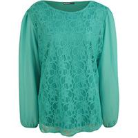 Michelle Lace Chiffon Sleeve Top - Green