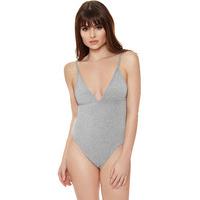 Millie Camisole V-Neck Plunge Bodysuit - Grey