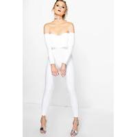 Millie Double Layer Skinny Leg Jumpsuit - ivory