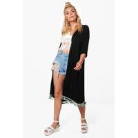 midi tassel trim kimono black