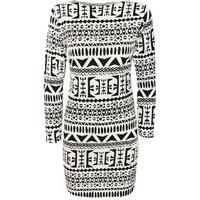 Mia Aztec Print Short Dress - Black
