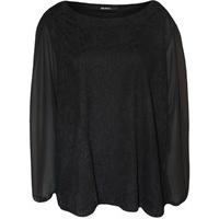 Michelle Lace Chiffon Sleeve Top - Black