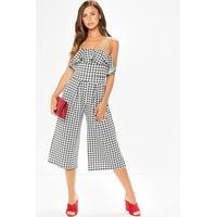 mia black gingham cross strap jumpsuit