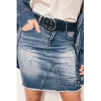 Mia Frayed Hem Denim Skirt