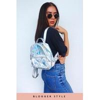 Misty Silver Holographic Mini Backpack