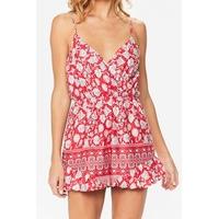 Mimi Red Floral Playsuit