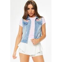 missy denim floral embroidered waistcoat