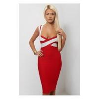 Mia Red Sparkle Bandage Dress