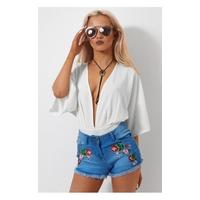 Mimi Embroidered Blue Denim Shorts