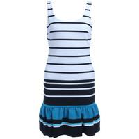 MICHAEL Michael Kors Michael Kors white sheath dress with black and turquoise stripes women\'s Dress in white