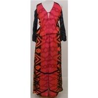 Mitsu, size S red, black & orange silky dress