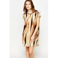 mix animal print shift dress