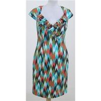 mikael aghal size 10 turquoise mix patterned silk dress