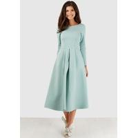 mint long sleeve pleated jersey dress