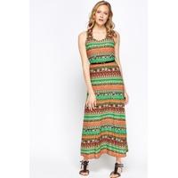 Mix Print Belted Maxi Dress