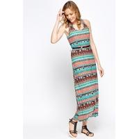 Mix Print Belted Maxi Dress