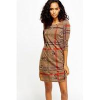 Mix Print Shift Dress