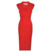 MICHAEL MICHAEL KORS Midi V Neck Bodycon Dress