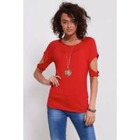 Mia Cap Sleeve Slim Fit Cut Out T Shirt Top
