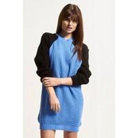 Mia Oversized Chunky Knitted Contrast Sleeve Jumper Dress