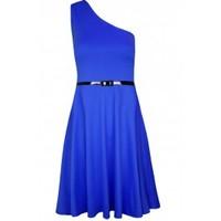 Mia One Shoulder Belted Skater Dress