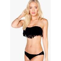 Mix And Match Fringe Bandeau Top - black