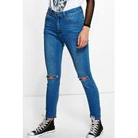 Mid Rise 30\' Leg Skinny Jeans - mid blue