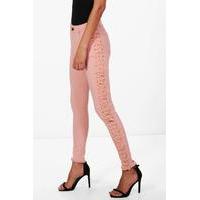 mid rise skinny jeans pink