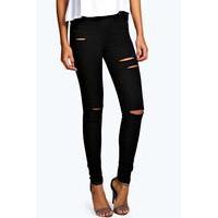 Mid Rise Ripped Jeans - black