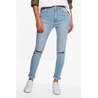 Mid Rise 32\' Leg Skinny Jeans - blue