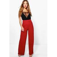 Millie Wide Leg Pleat Trouser - wine