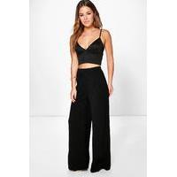 Millie Wide Leg Pleat Trouser - black