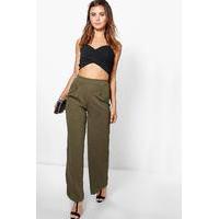 Millie Wide Leg Pleat Trouser - khaki