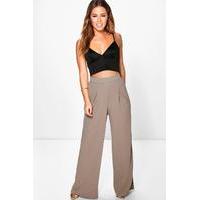 Millie Wide Leg Pleat Trouser - mocha