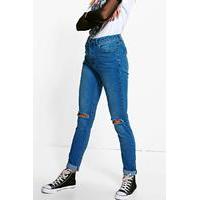 Mid Rise 32\' Leg Skinny Jeans - mid blue
