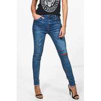 mid rise henna print skinny jeans mid blue