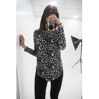 mikayla leopard print zip back jumper