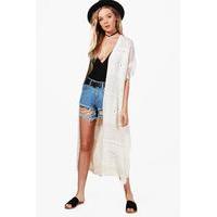 Midi Length Tassel Cape Cardigan - cream