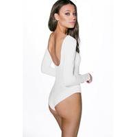 Millie Scoop Back Basic Bodysuit - white