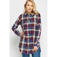 middle blue checked shirt