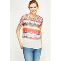 mixed print overlay sheer top