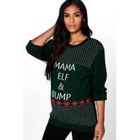 Mia Mama Elf & Bump Christmas Jumper - green